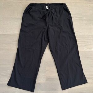 PrAna‎ Bliss Drawstring Capri Pants XL Black Outdoor Hiking Activewear Wide Leg
